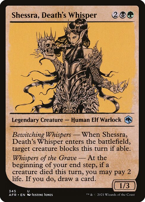 MTG Shessra, Death's Whisper AFR 345 Rulebook Showcase Nonfoil