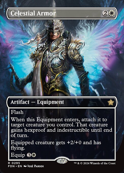 MTG Celestial Armor FDN 295 Borderless Nonfoil