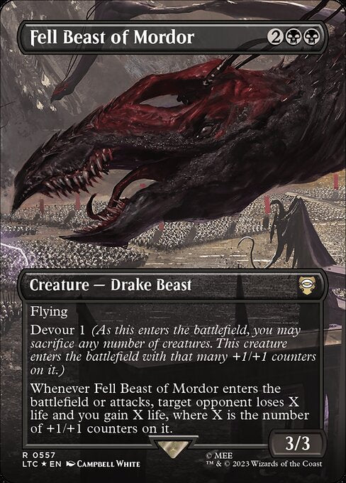 MTG Fell Beast of Mordor LTC 557 Showcase Ring Surge Foil