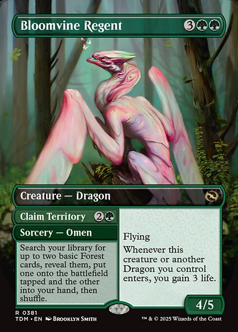 MTG Bloomvine Regent // Claim Territory TDM 381 Borderless Reversible Dragon Foil