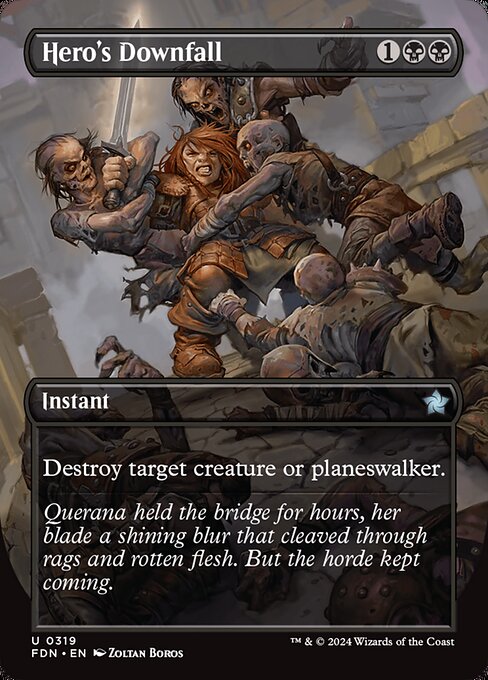 MTG Hero's Downfall FDN 319 Borderless Foil