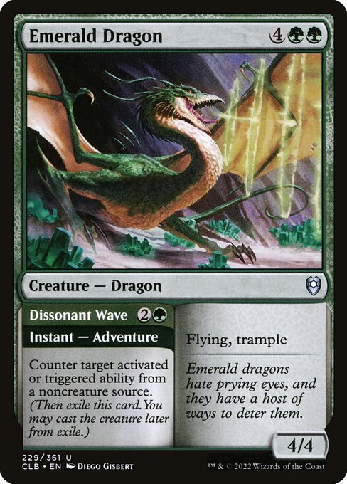 MTG Emerald Dragon // Dissonant Wave CLB 229 Regular Nonfoil