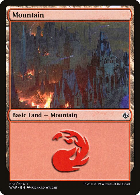 MTG Mountain WAR 261 Standard Foil front