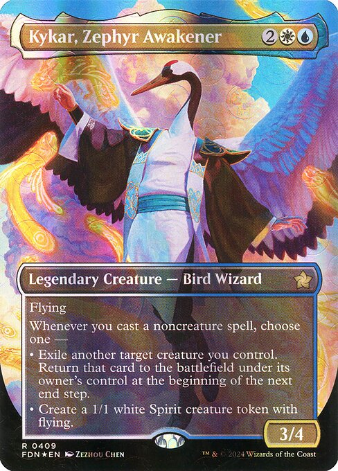 MTG Kykar, Zephyr Awakener FDN 409 Borderless Mana Foil