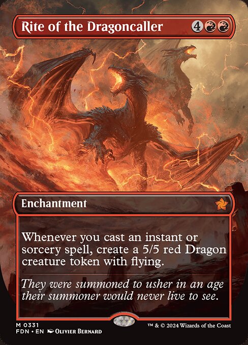 MTG Rite of the Dragoncaller FDN 331 Borderless Foil