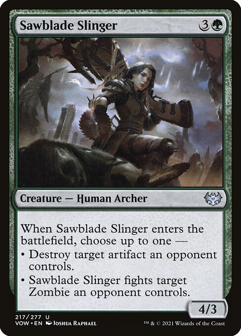 MTG Sawblade Slinger VOW 217 Standard Foil front
