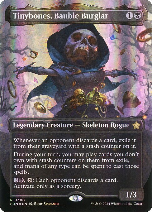 MTG Tinybones, Bauble Burglar FDN 388 Borderless Mana Foil