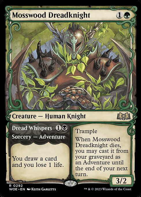 MTG Mosswood Dreadknight // Dread Whispers WOE 292 Showcase Adventure Foil