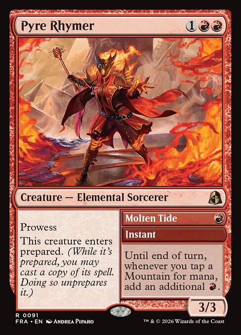 MTG Pyre Rhymer // Molten Tide FRA 091 Standard Nonfoil front