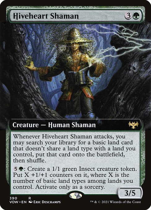 MTG Hiveheart Shaman VOW 390 Extended Art Foil front