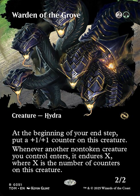 MTG Warden of the Grove TDM 351 Borderless Clan Foil