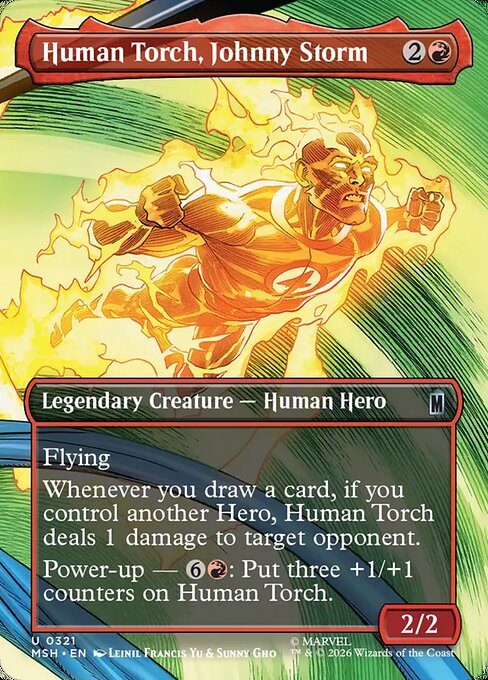 MTG Human Torch, Johnny Storm MSH 321 Borderless Scene Foil