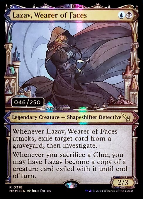 MTG Lazav, Wearer of Faces MKM 318z Showcase Ravnica City Serialized Double Rainbow Foil