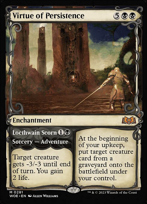 MTG Virtue of Persistence // Locthwain Scorn WOE 281 Showcase Adventure Nonfoil