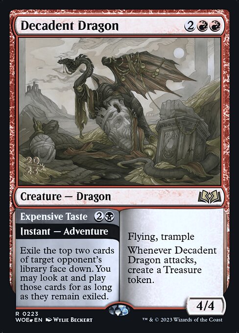 MTG Decadent Dragon // Expensive Taste PWOE 223s Prerelease Foil