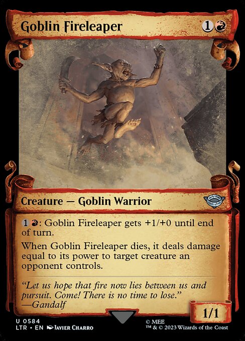 MTG Goblin Fireleaper LTR 584 Showcase Scrolls of Middle-earth Silver Foil