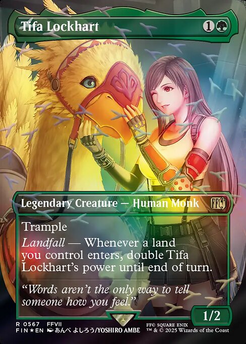 MTG Tifa Lockhart FIN 567 Borderless Chocobo Bundle Chocobo Track Foil
