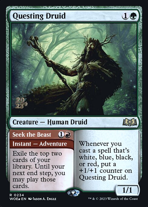 MTG Questing Druid // Seek the Beast PWOE 234s Prerelease Foil