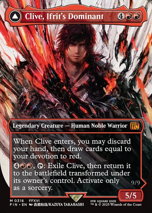 MTG Clive, Ifrit's Dominant // Ifrit, Warden of Inferno FIN 318 Borderless FINAL FANTASY Artist Nonfoil