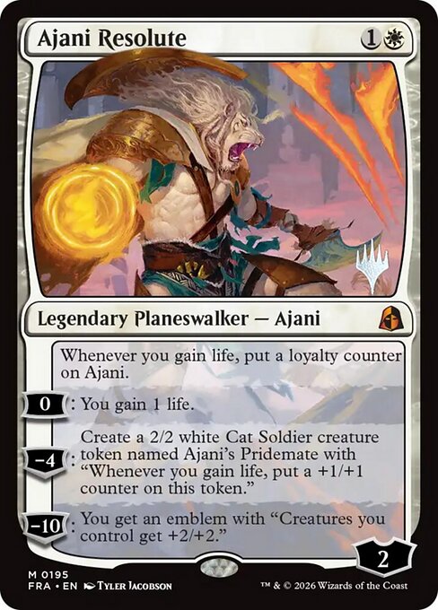 MTG Ajani Resolute PFRA 195P Promo Pack Nonfoil front