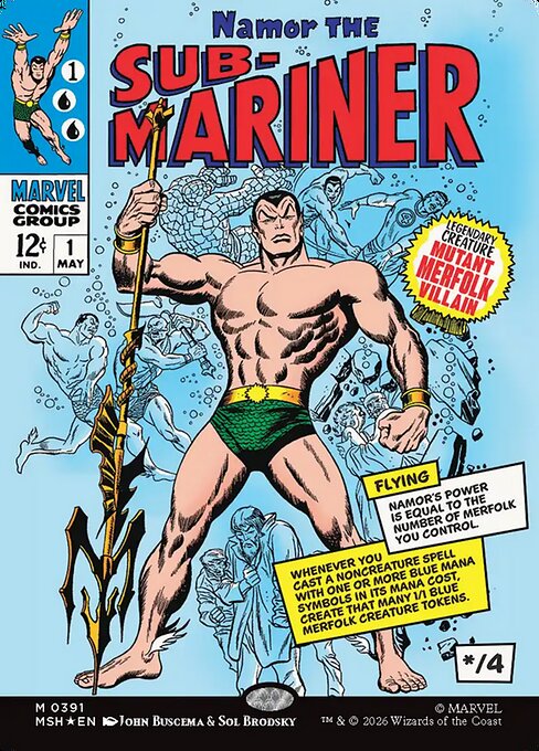 MTG Namor the Sub-Mariner MSH 391 Borderless Classic Comic Foil