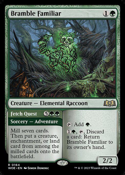 MTG Bramble Familiar // Fetch Quest WOE 164 Regular Foil