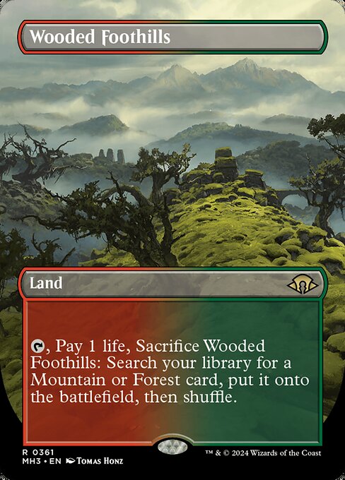 MTG Wooded Foothills MH3 361 Borderless Land Foil