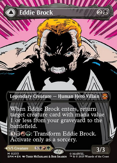 MTG Eddie Brock // Venom, Lethal Protector SPM 233 Borderless Classic Comic Foil