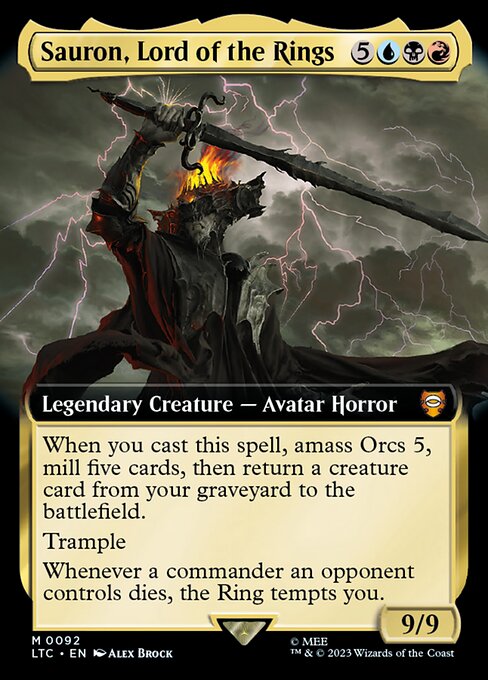 MTG Sauron, Lord of the Rings LTC 092 Extended Art Nonfoil