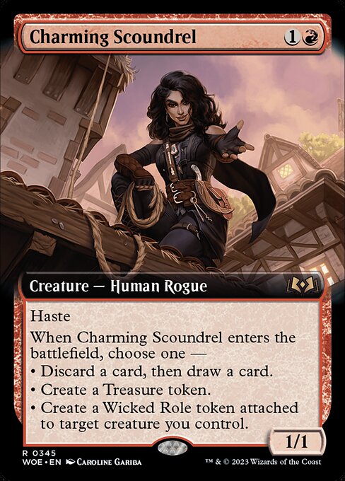 MTG Charming Scoundrel WOE 345 Extended Art Foil