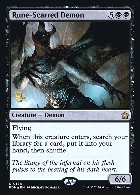 MTG Rune-Scarred Demon PFDN 184s Prerelease Foil