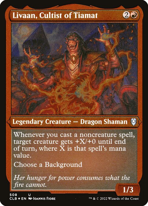 MTG Livaan, Cultist of Tiamat CLB 508 Foil Etched Frame Etched