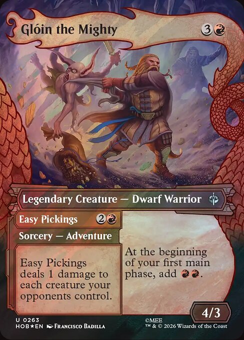 MTG Glóin the Mighty // Easy Pickings HOB 263 Alternate Art Foil