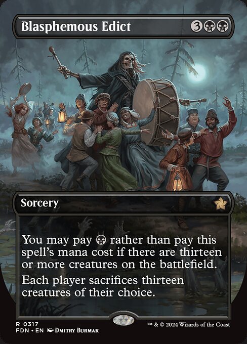 MTG Blasphemous Edict FDN 317 Borderless Nonfoil