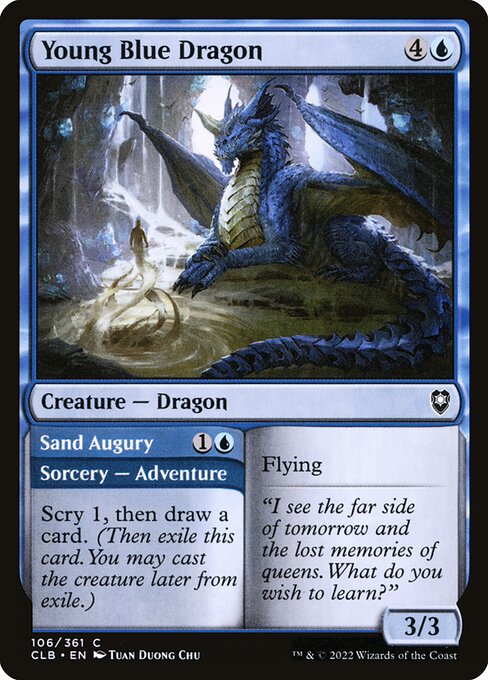 MTG Young Blue Dragon // Sand Augury CLB 106 Regular Foil