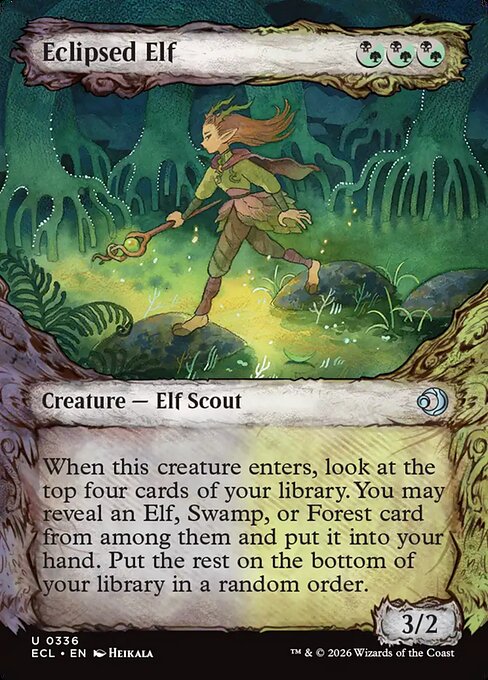 MTG Eclipsed Elf ECL 336 Borderless Foil