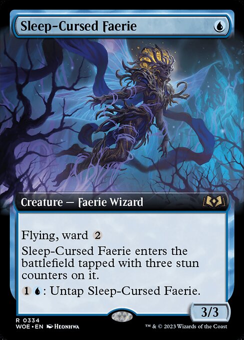 MTG Sleep-Cursed Faerie WOE 334 Extended Art Foil