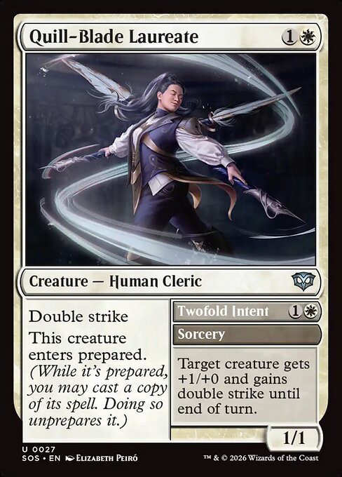 MTG Quill-Blade Laureate // Twofold Intent SOS 027 Regular Foil