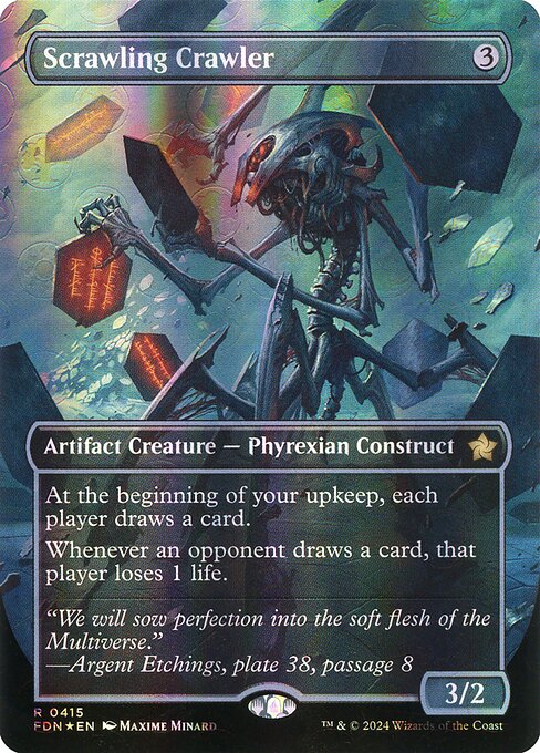 MTG Scrawling Crawler FDN 415 Borderless Mana Foil