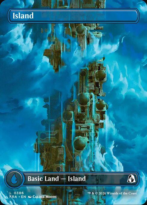 MTG Island FRA 386 Borderless Tower Basic Land Foil front