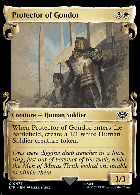 MTG Protector of Gondor LTR 476 Showcase Scrolls of Middle-earth Silver Foil