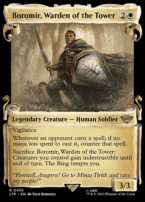 MTG Boromir, Warden of the Tower LTR 455 Showcase Scrolls of Middle-earth Silver Foil