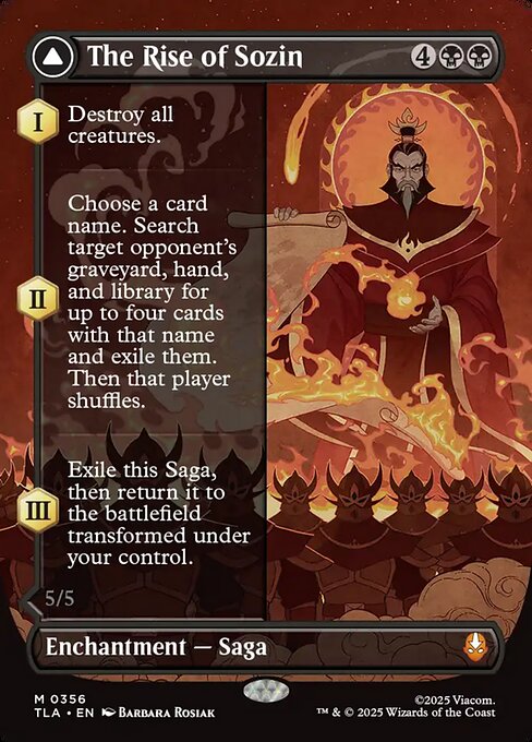 MTG The Rise of Sozin // Fire Lord Sozin TLA 356 Borderless Double-Faced Saga Foil