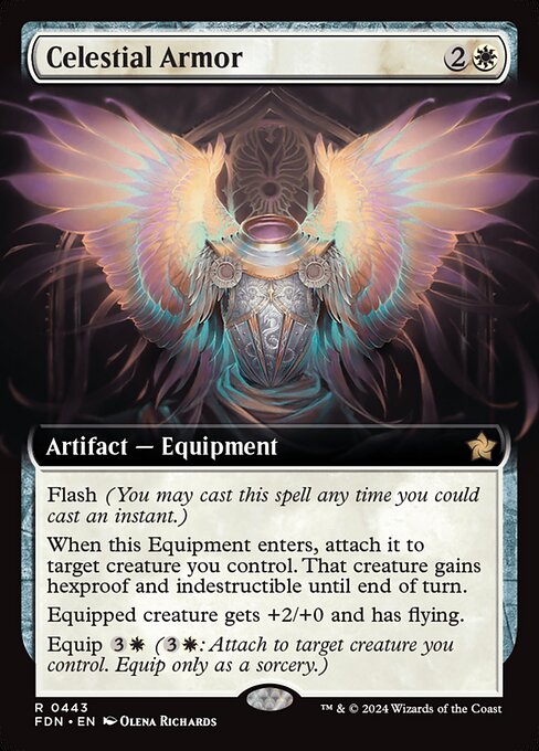 MTG Celestial Armor FDN 443 Extended Art Foil