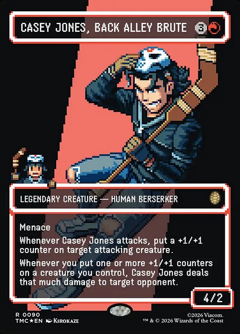 MTG Casey Jones, Back Alley Brute TMC 090 Borderless Pixel Surge Foil