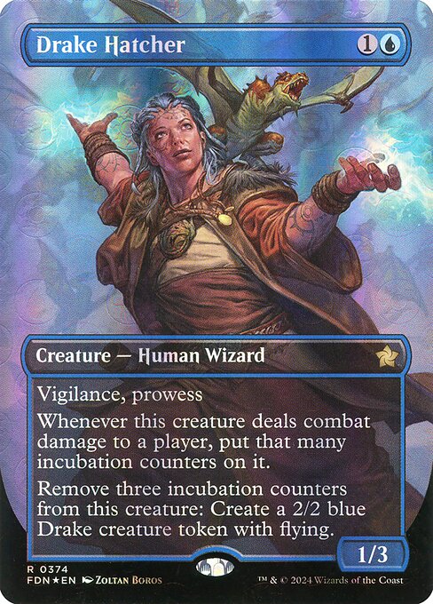 MTG Drake Hatcher FDN 374 Borderless Mana Foil