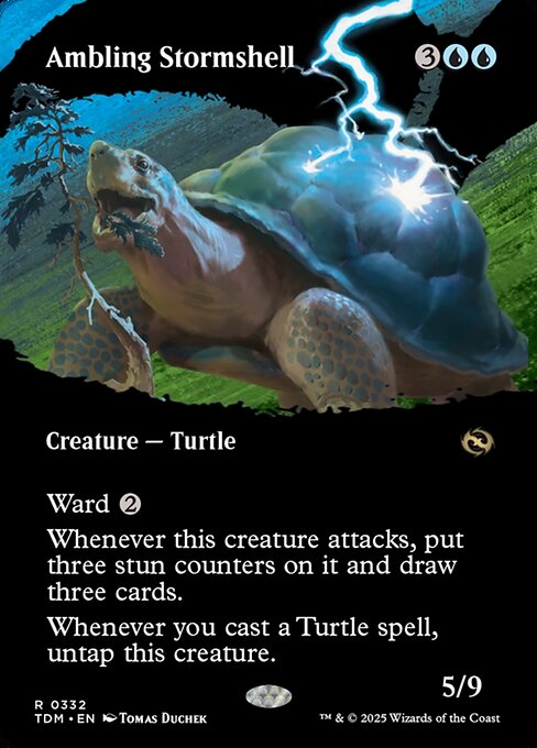 MTG Ambling Stormshell TDM 332 Borderless Clan Foil