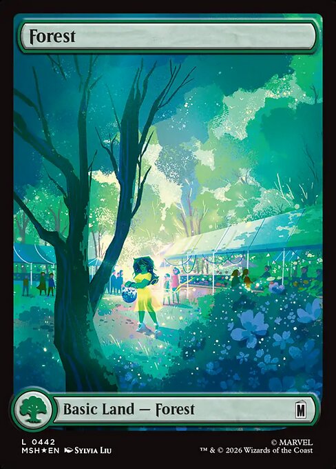 MTG Forest MSH 442 Full Art City Land Surge Foil
