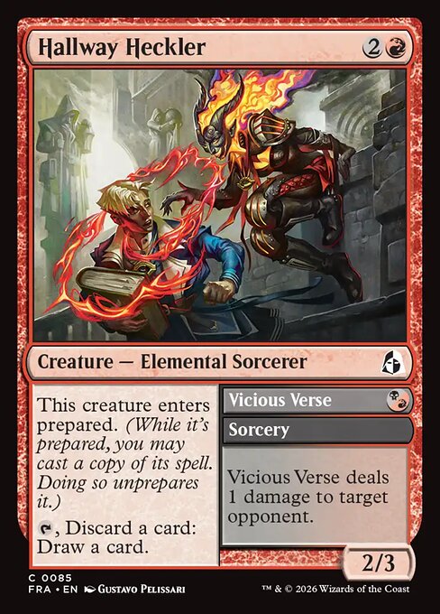 MTG Hallway Heckler // Vicious Verse FRA 085 Standard Nonfoil front