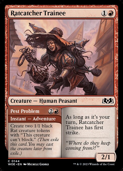 MTG Ratcatcher Trainee // Pest Problem WOE 144 Regular Foil